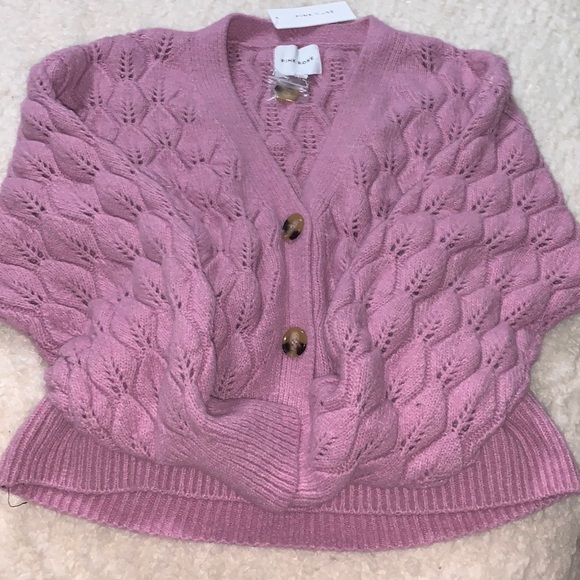 Pink Rose Sweaters - NEW! Pink Rose Lilac Soft As Heck Button Up Semi Crop Puffer Sweater